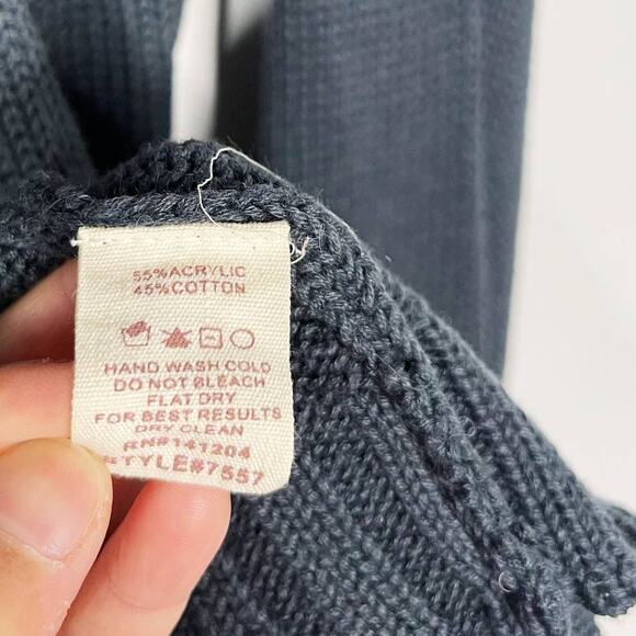 Hem & Thread M Teal Blue Green Chunky Knit Open Front Cardigan Sweater Textured - Picture 8 of 8